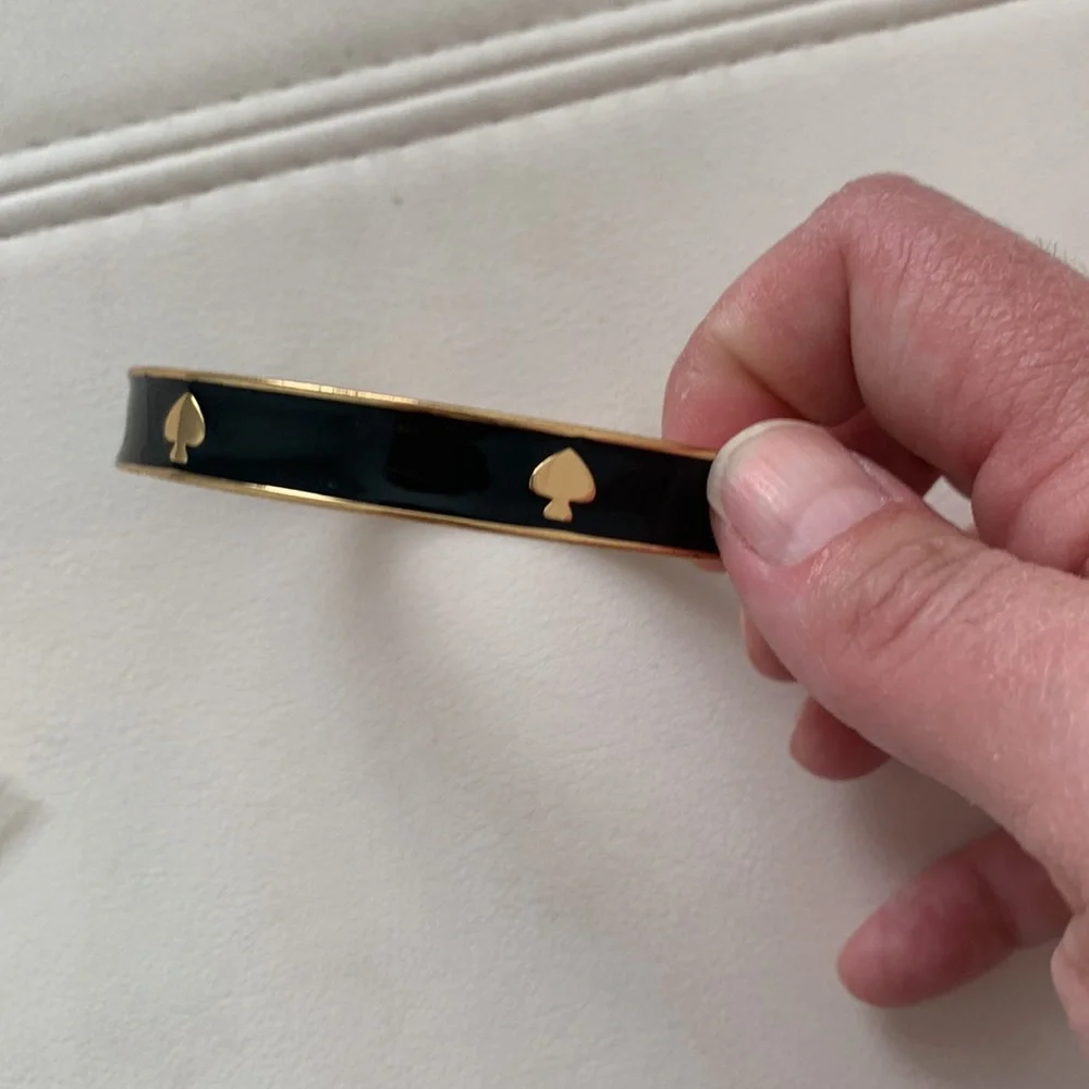 Kate Spade black ace gold bangle bracelet - Picture 3 of 5